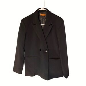 Beige botany black‎ oversized jacket blazer women's small 2 button front NWOT